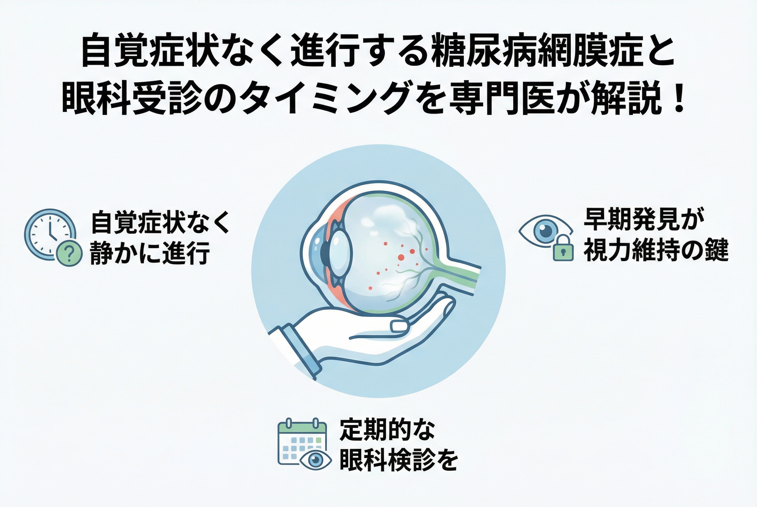 自覚症状なく進行する糖尿病網膜症と眼科受診のタイミングを専門医が